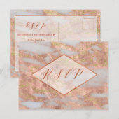 Elegant formeel Roos Gold Marble RSVP-behuizing Briefkaart (Voorkant / Achterkant)