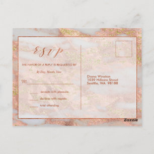 Elegant formeel Roos Gold Marble RSVP-behuizing Briefkaart