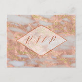 Elegant formeel Roos Gold Marble RSVP-behuizing Briefkaart (Voorkant)