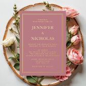 Elegant formeel roze huwelijk folie uitnodiging