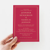 Elegant formeel roze weddenschap goud folie uitnodiging