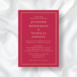 Elegant formeel roze weddenschap goud folie uitnodiging