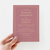 Elegant formeel roze weddenschap goud folie uitnodiging