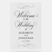 Elegant formeel script Black Wedding Welkom Acryl Bord (Voorkant)