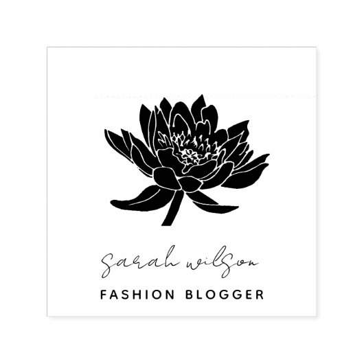 Elegant formeel script botanische Lotus Floral Zelfinktende Stempel (Design)