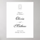 Elegant formeel script Monogram Huwelijk Welkom Poster (Voorkant)