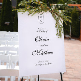 Elegant formeel script Monogram Huwelijk Welkom Poster