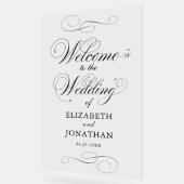 Elegant formeel script zwart huwelijksbegroeting acryl bord (Hoek)