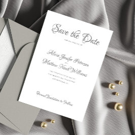 Elegant formeel script zwart-wit bruiloft save the date