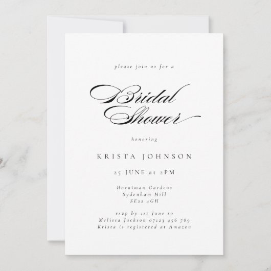 Elegant formeel script zwart-wit Vrijgezellenfeest Kaart (Voorkant)