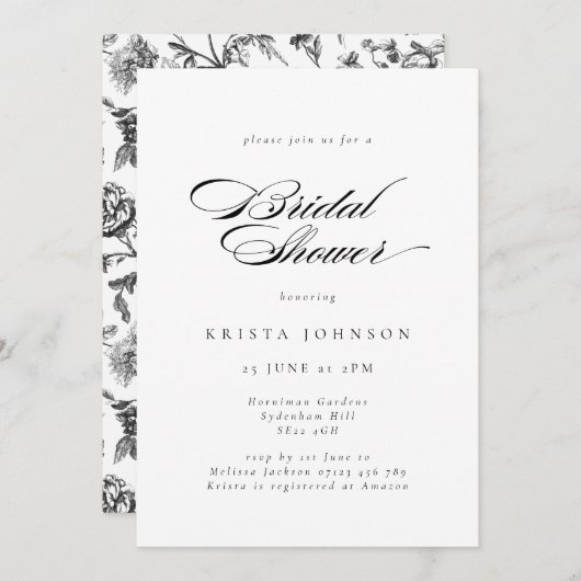 Elegant formeel script zwart-wit Vrijgezellenfeest Kaart (Voorkant / Achterkant)