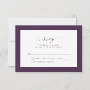 Elegant formeel scriptie pruim paarse herfst bruil RSVP kaartje