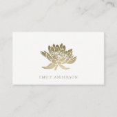 ELEGANT FORMEEL TRENDY GLAM FAUX GOLD LOTUS FLORAL VISITEKAARTJE (Voorkant)