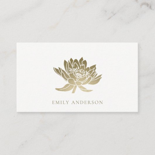 ELEGANT FORMEEL TRENDY GLAM FAUX GOLD LOTUS FLORAL VISITEKAARTJE (Voorkant)