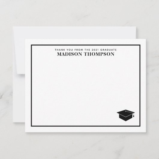 Elegant formeel zwart Script Gradup Notitiekaartje (Voorkant)