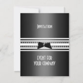 Elegant formeel zwart Stropdas zilver grijs diner  Kaart (Achterkant)