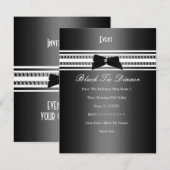 Elegant formeel zwart Stropdas zilver grijs diner  Kaart (Voorkant / Achterkant)