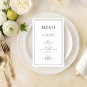 Elegant formeel zwart-wit script huwelijksmenu