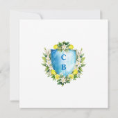 Elegant Formele Bruiloft Blauw Monogram Crest Cust Save The Date (Achterkant)