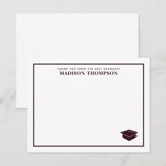 Elegant Formele Burgundy Script Gradup Notitiekaartje (Voorkant / Achterkant)