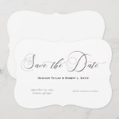 Elegant Formele Calligrafie Black White Wedding Save The Date (Voorkant / Achterkant)