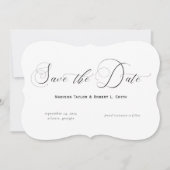 Elegant Formele Calligrafie Black White Wedding Save The Date (Voorkant)