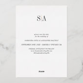 Elegant Formele  Fotobruiloft Sla de datum op Folie Uitnodiging (Achterkant)