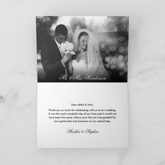 Elegant Formele foto's Weddenschap Bedankkaart (Binnen)