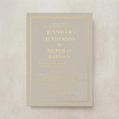 Elegant Formele Gouden Taupe Bruiloft Folie Uitnodiging