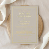 Elegant Formele Gouden Taupe Bruiloft Folie Uitnodiging