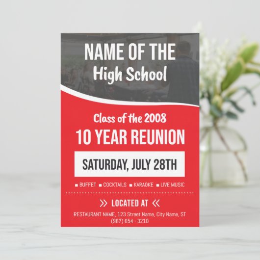 Elegant Formele High School Reunion Uitnodiging (Staand voorkant)