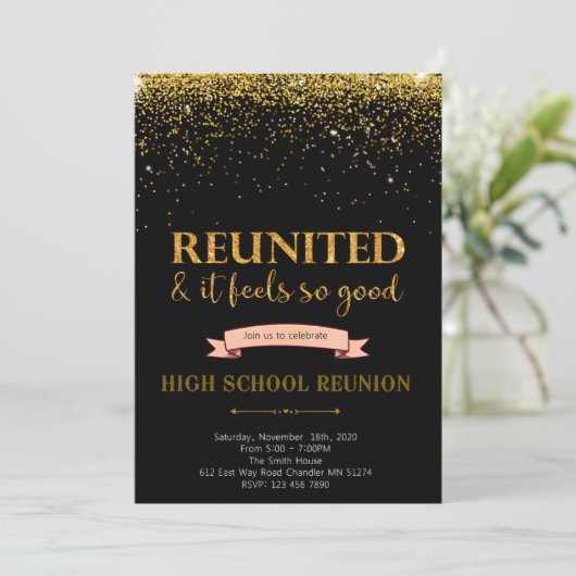 Elegant Formele High School Reunion Uitnodiging (Staand voorkant)