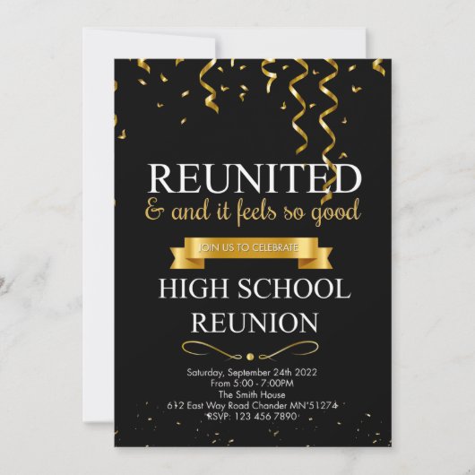 Elegant Formele High School Reunion Uitnodiging (Voorkant)