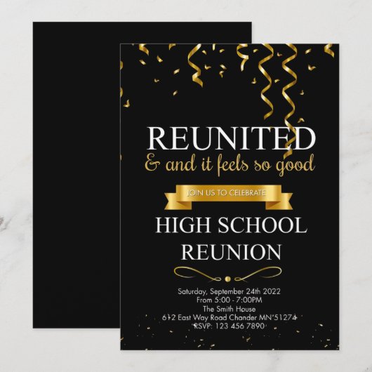Elegant Formele High School Reunion Uitnodiging (Voorkant / Achterkant)