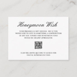 Elegant Formele Honeymoon Fund QR Code Weddenschap Informatiekaartje