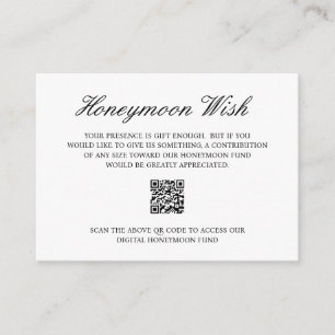 Elegant Formele Honeymoon Fund QR Code Weddenschap Informatiekaartje