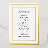 Elegant Formele Kalligrafie Goud Lijst Bruiloft Folie Uitnodiging (Voorkant)