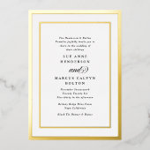 Elegant Formele Kalligrafie Goud Lijst Bruiloft Folie Uitnodiging (Voorkant)