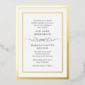 Elegant Formele Kalligrafie Goud Lijst Bruiloft Folie Uitnodiging (Voorkant)