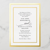 Elegant Formele Kalligrafie Goud Lijst Bruiloft Folie Uitnodiging (Voorkant)