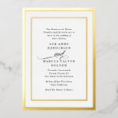Elegant Formele Kalligrafie Goud Lijst Bruiloft Folie Uitnodiging (Voorkant)