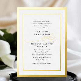 Elegant Formele Kalligrafie Goud Lijst Bruiloft Folie Uitnodiging