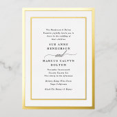 Elegant Formele Kalligrafie Goud Lijst Bruiloft Folie Uitnodiging (Voorkant)
