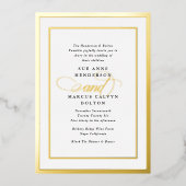 Elegant Formele Kalligrafie Goud Lijst Bruiloft Folie Uitnodiging (Voorkant)