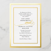 Elegant Formele Kalligrafie Goud Lijst Bruiloft Folie Uitnodiging (Voorkant)