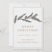 Elegant Formele Kerst Pine Branch Feestdagenkaart (Voorkant)