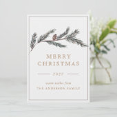 Elegant Formele Kerst Pine Branch Feestdagenkaart (Staand voorkant)