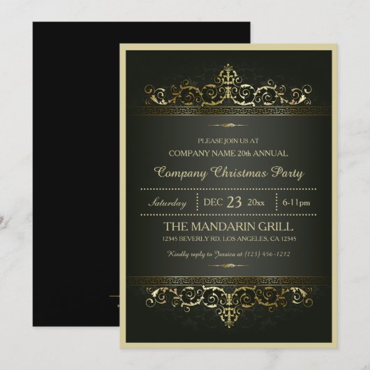 Elegant Formele Kerst van de Onderneming Kaart (Voorkant / Achterkant)