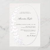 Elegant Formele Klassic Butterfly Bridal Silver Folie Uitnodiging (Voorkant)