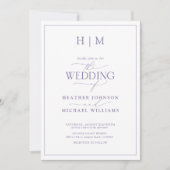 Elegant Formele Lila Lavender Calligraphy Wedding Kaart (Voorkant)